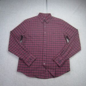 UNTUCKit‎ Shirt Mens Medium Maroon Black Plaid Calder Slim Fit Flannel Button Up